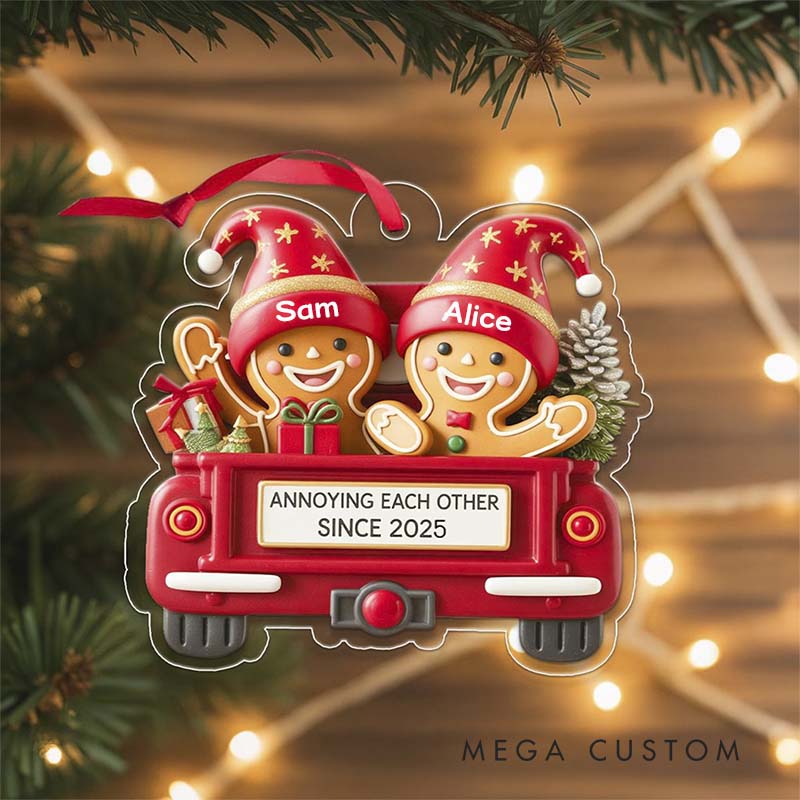 Personalized Couple Gingerbread Christmas Ornament Annoying Each Other Since for Newlyweds Couple Custom Name Ornaments for Husband Wife