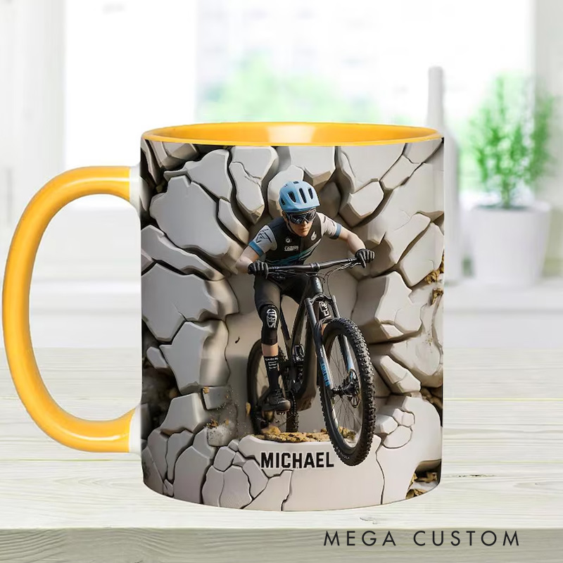 Personalized Dirt Bike Accent Mug Biker Accent Mug Bike Racer Coffee Cup Gift for Men for Cycling Lovers