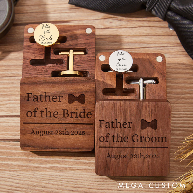 Personalized Wooden Cufflink Box Set Groomsmen Wedding Party Cufflinks Box with Cufflink Best Man Proposal Gift Cufflinks Bachelor Favors Gift