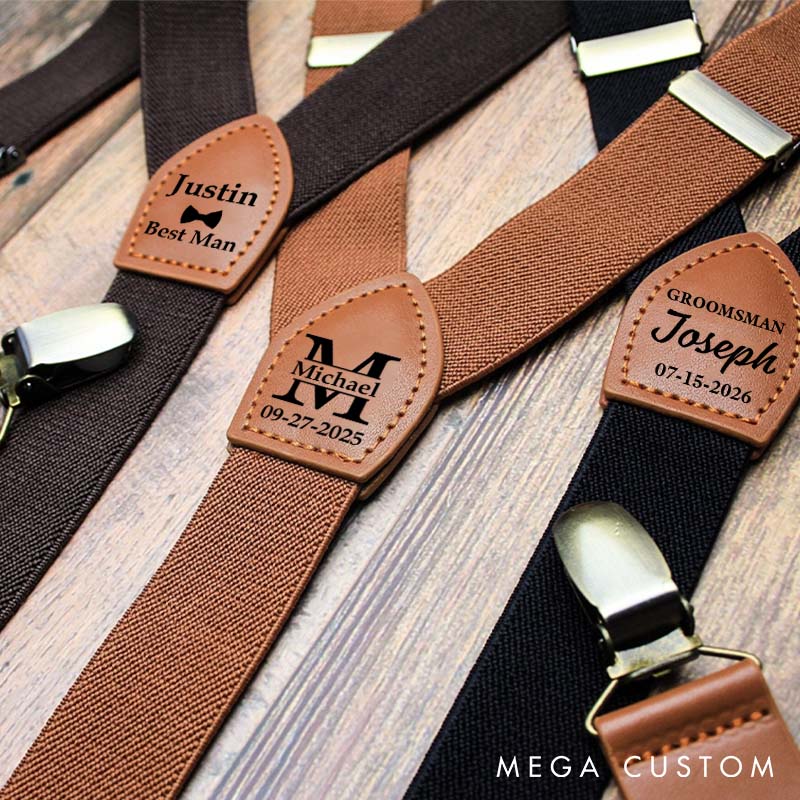 Personalized Leather Suspenders Custom Groomsman Wedding Gift Suspenders Bachelor Party Favors Suspenders Best Man Gift Groom Gift Suspenders