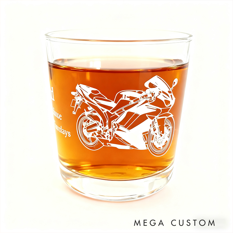 Personalized MotoGP Racing Motorcycle 10.5oz Whiskey Tumbler Glass Custom Message Gift for Motorsport Racer and Racing Lovers