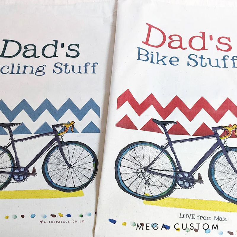 Personalized Merry Christmas Sack Family Christmas Gift Wrap Bag Cycling Kit Sack Cotton Sports Bag Gift for Cyclist
