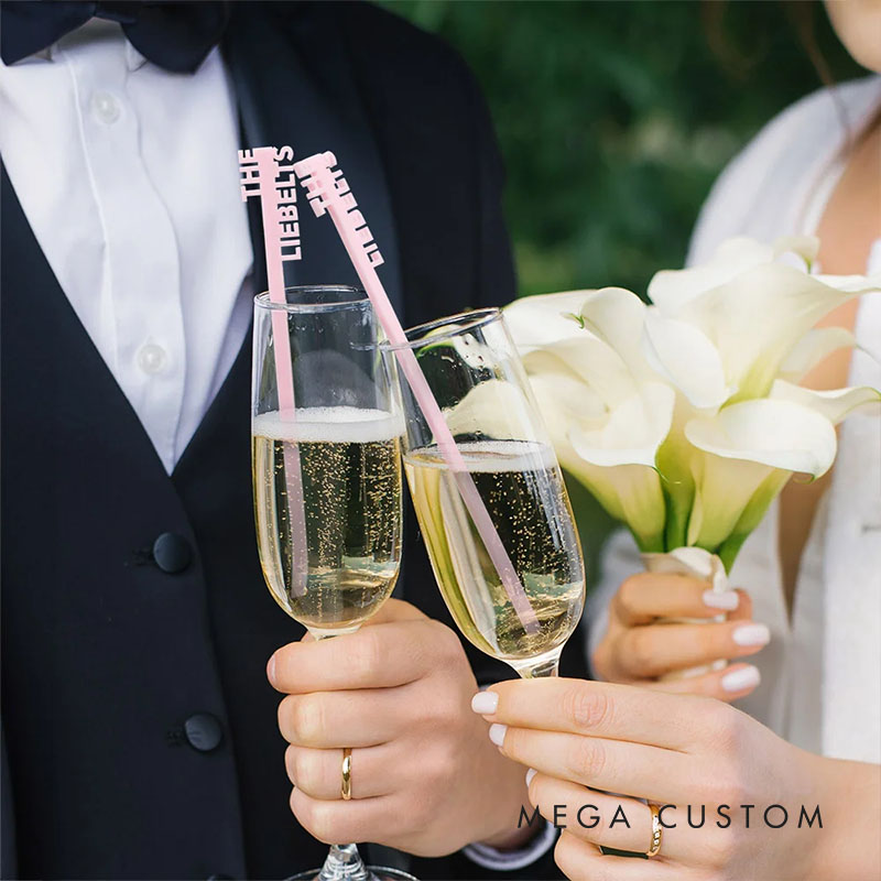 Personalized Wedding Drink Stirrers Custom Newlyweds Cocktail Stir Sticks New Couple Wedding Engagement Party Drink Tags Special Events Drink Stirrers