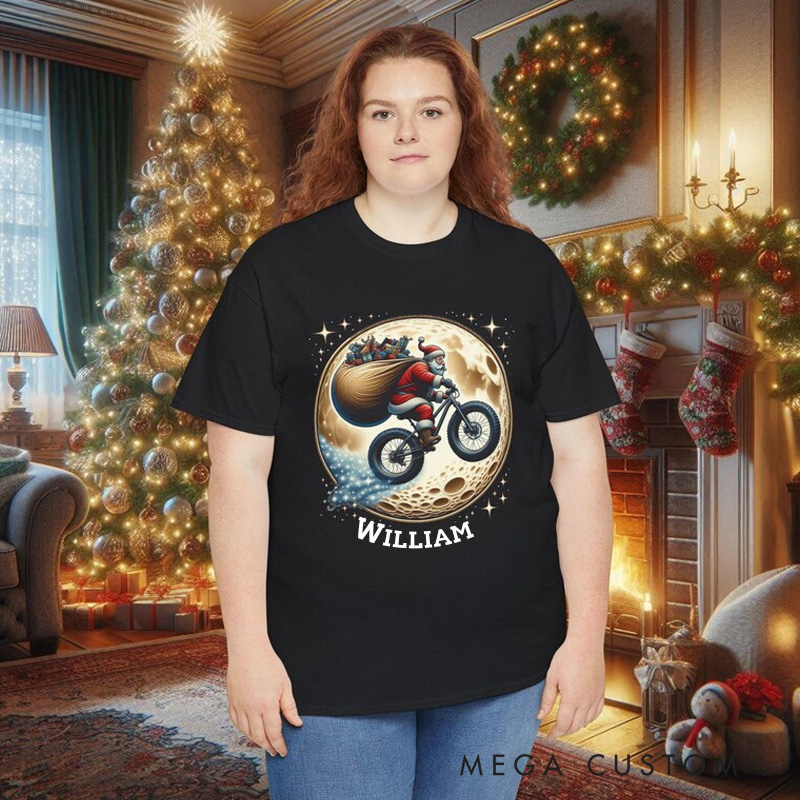 Personalized Speedy Delivery Christmas Santa Biking Tee Bicycle Tshirt Cycling Cyclist