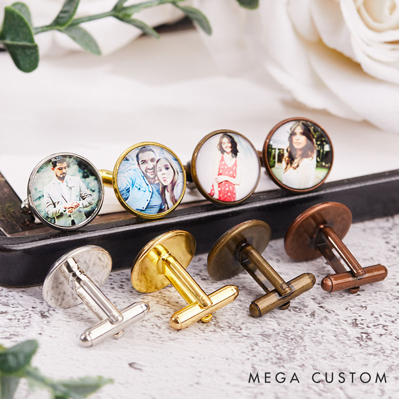 Personalized Photo Cufflinks with Text Wedding Gift Photo Cufflinks Groom Groomsmen Gifts for Men Father of the Bride Gift Husband Cufflinks