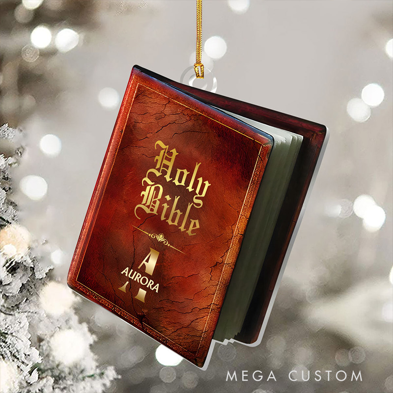 Personalized Holy Bible Acrylic Ornament with Name Home Decor Religious Gift for Christians