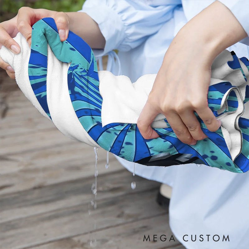 Personalized Extreme Sports Beach Towel with Name Custom Rectangular Thick Cotton Towel Gift for Motorcyclist and Racing Lovers