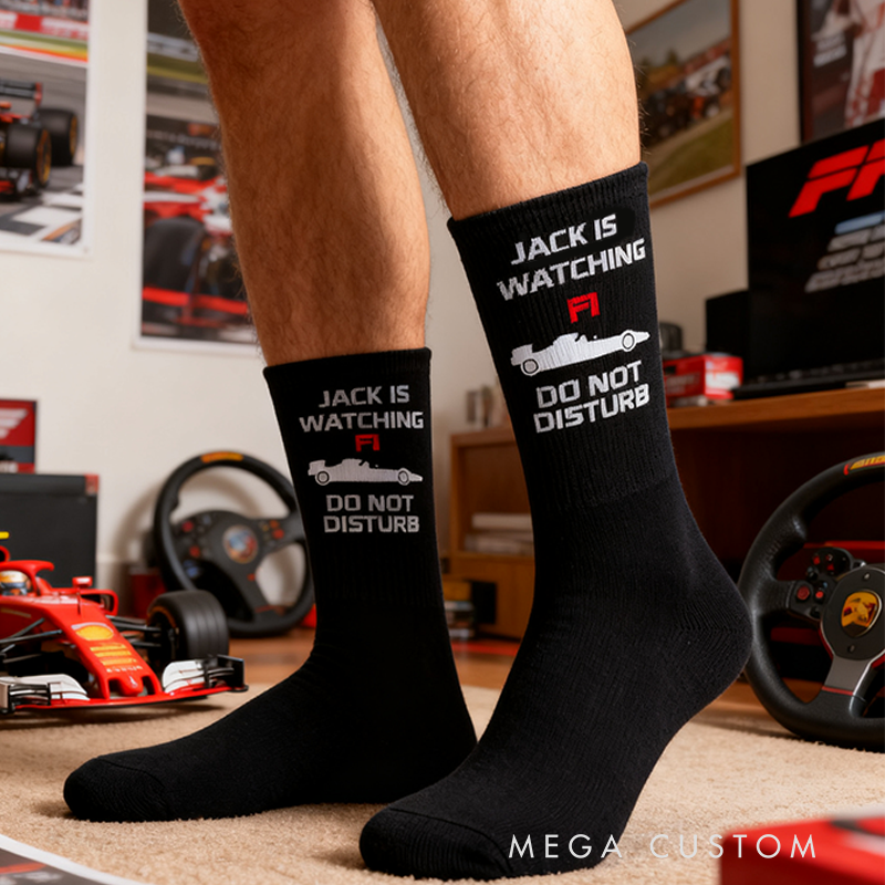 Personalized Watching Racing Socks with Name Do Not Disturb Custom Gift for Racers and Racing Lovers