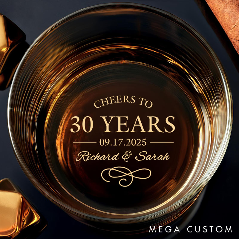 Personalized Cheers to Anniversary Years Whiskey Glass Couple Anniversary Whiskey Glass for Husband Wife Couple Anniversary Gift Glass for Wine Lover