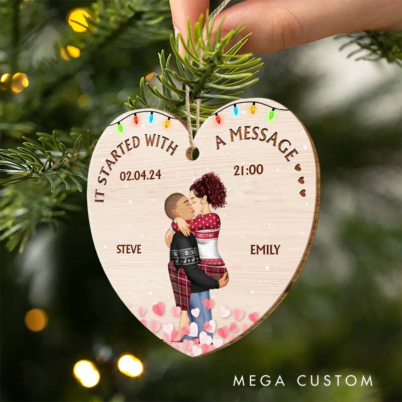 Personalized Wooden Heart Couple Christmas Ornament Decoration The Year I Found My Missing Piece Custom Gift for Couple