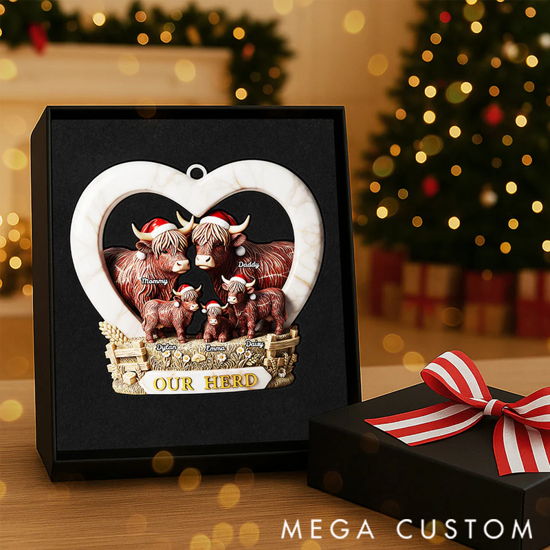 Personalized Gifts For Family Christmas Highland Cow Ornament