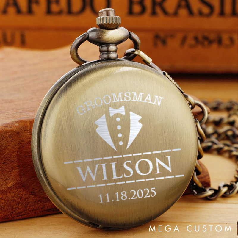Personalized Best Man Pocket Watch with Chain Custom Wedding Gift for Best Man Engraved Pocket Watch Groomsman Proposal Gift