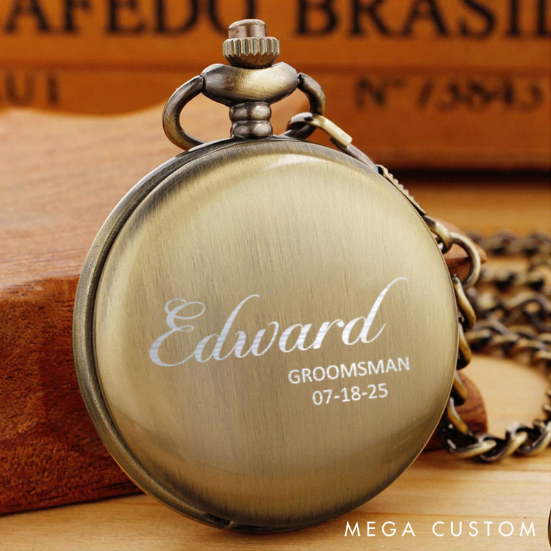 Personalized Classic Best Man Pocket Watch Custom Wedding Party Gift Pocket Watch Minimalist Groomsmen Gift Pocket Watch with Chain