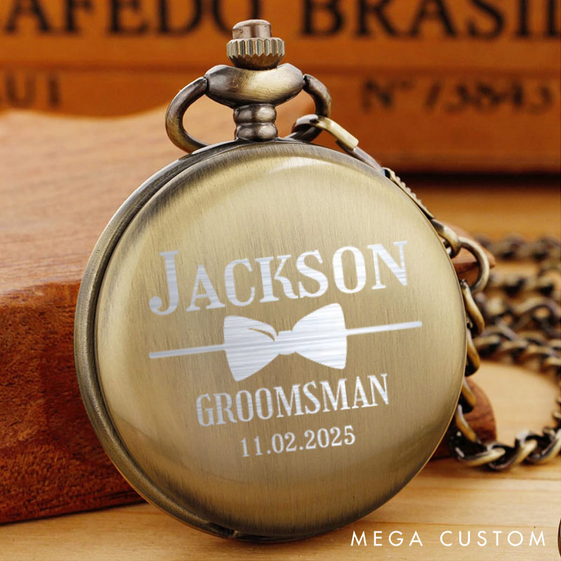 Personalized Best Man Pocket Watch with Chain Custom Engraved Pocket Watch for Wedding Party Groomsmen Gift Pocket Watch for Pocket Watch