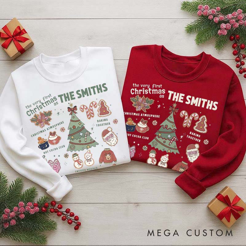 Personalized The Very First Christmas As Crewneck for Newlywed Couple First Christmas Sweatshirt Holiday Outfit