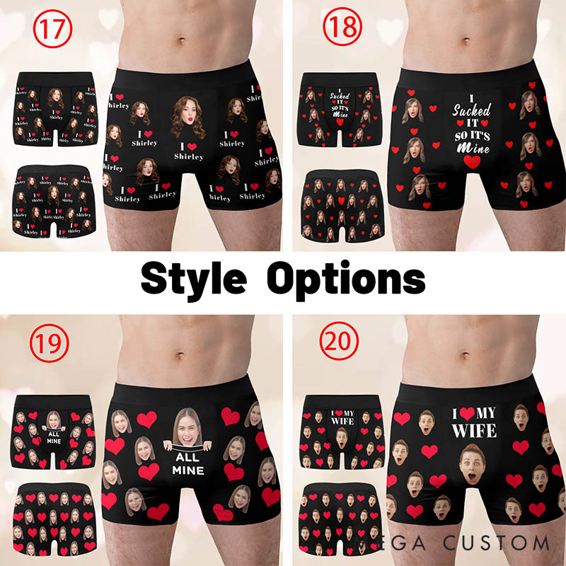 Personalized Girlfriend Wife Face Boxer Briefs Men Underwear with Women Face Photo Valentine's Day Gift for Boyfriend Husband Groom Gift from Bride