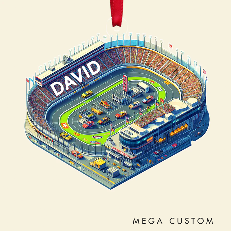 Personalized Racer Christmas Ornament with Car Racing Design Gift for Racers and Racing Lovers