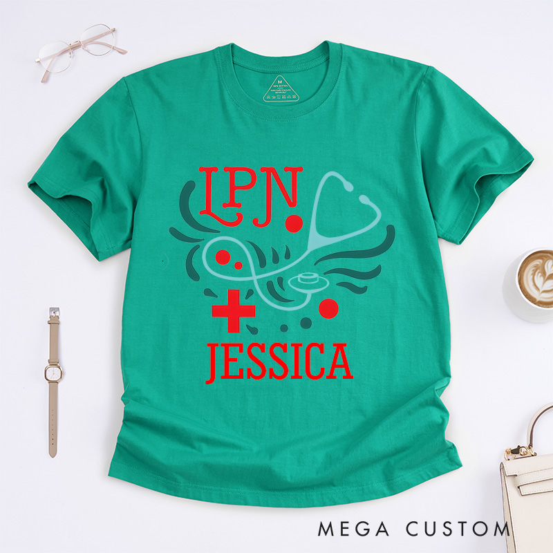 Personalized Nurse T-Shirts Artistic LPN Fashion Design T-Shirts