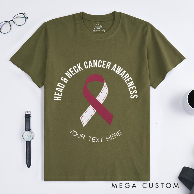 Personalized Head and Neck Cancer Ribbon T-Shirt Cancer Survivor Gift Support Gift