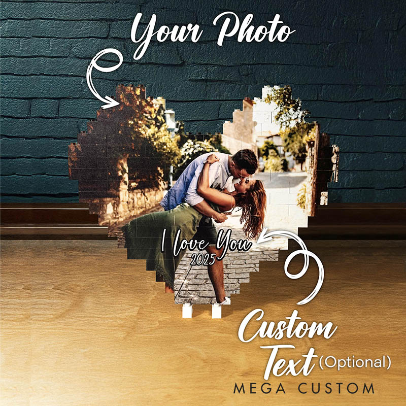 Personalized Couple Photo Building Blocks Custom Newlyweds Photo Blocks Valentine's Day Gift for Boyfriend Girlfriend Husband Wife Anniversary Gift