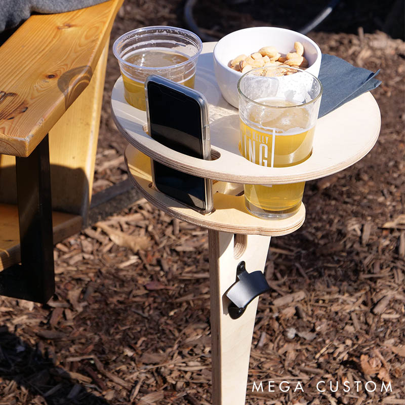 Personalized Couple Wooden Beer Table Custom Newlyweds Folding Concert Cocktail Table Anniversary Gift for Husband Wife Beach Beer Accessories