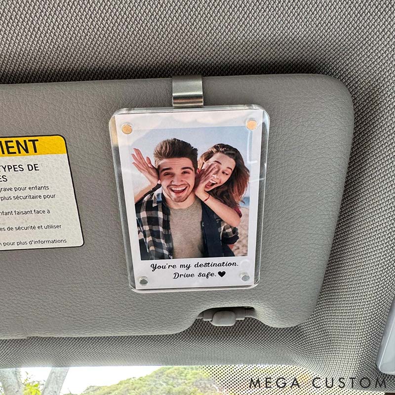 Personalized Photo Car Visor Clip Custom Gift for Him Anniversary Romantic Drive Safe Gift Unique Couples Keepsake Car Photo Frame