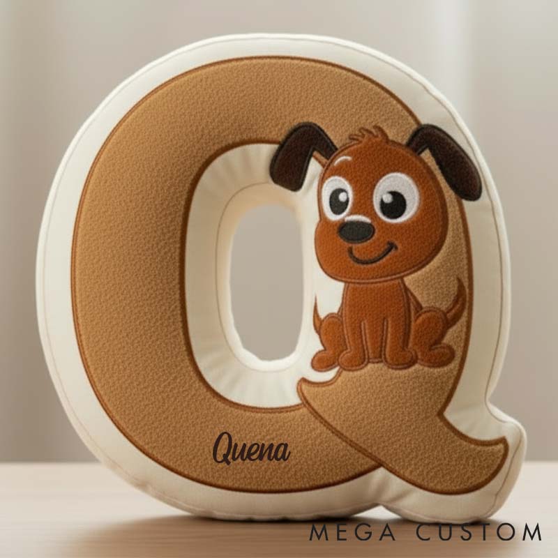 Personalized Dog Lover Letter Pillow with Dog Custom Name Design