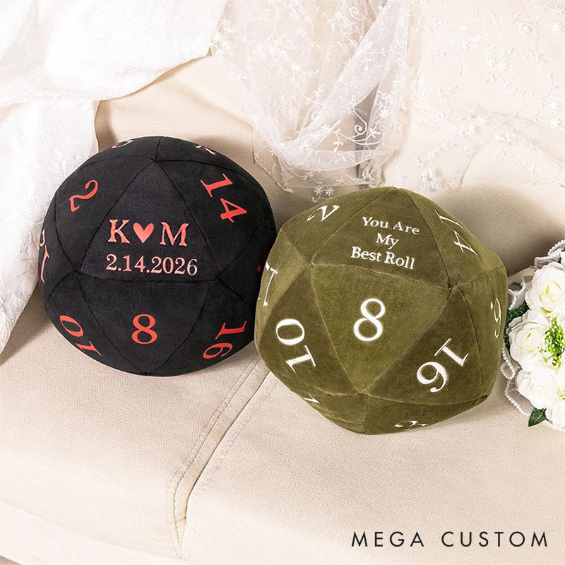 Personalized Couple Date Night Dice Pillow Custom Newlyweds DND Role Game Cushion Wedding Valentine's Day Gift for Husband Wife Boyfriend Girlfriend