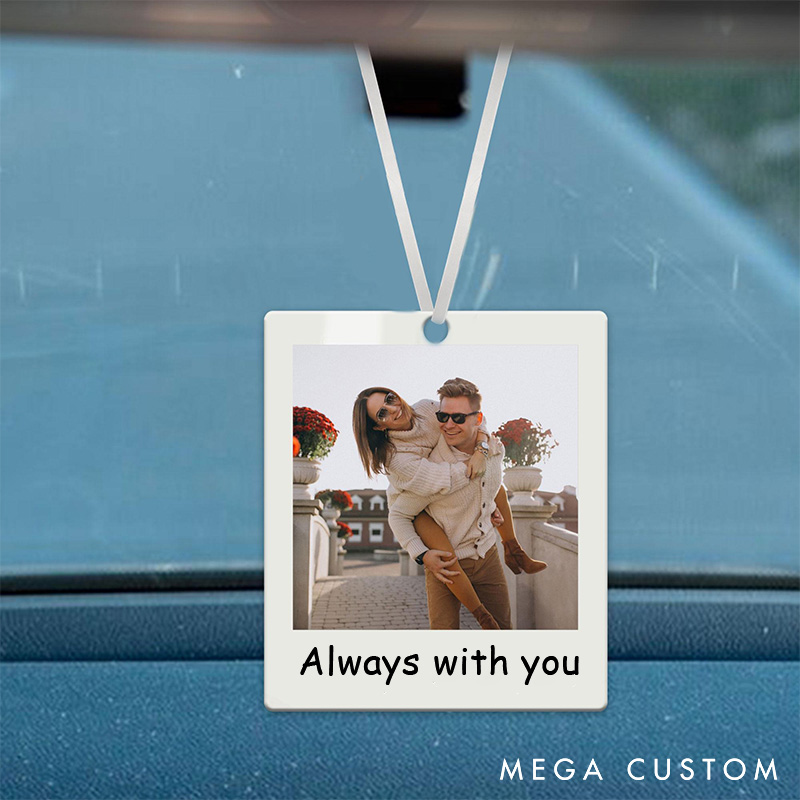 Personalised Couple Photo Car Ornament Acrylic Car Ornament with Couple Photo Drive Safe Ornament for Husband Boyfriend Couple Gift