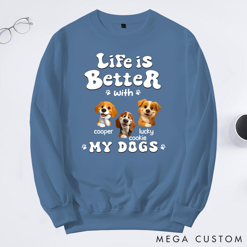 Personalized Dog Lover Living the Best Life Classic Sweatshirts
