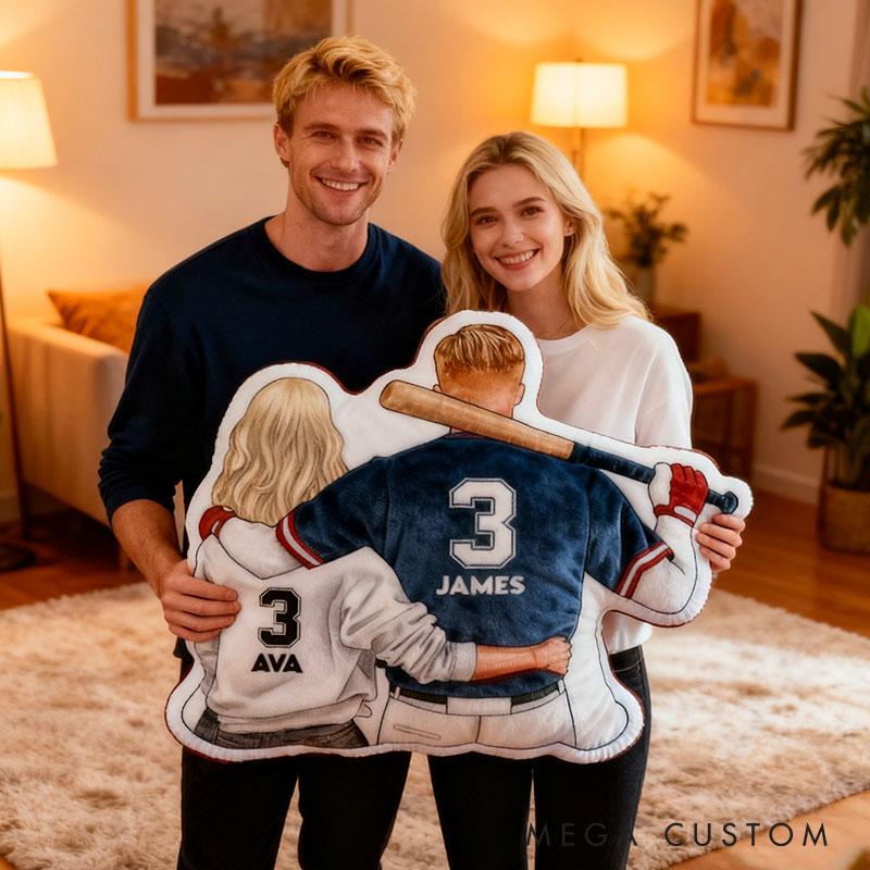 Personalized Baseball Couple Pillow Custom Newlyweds Baseball Lover Doll Cushion Christmas Pillow for Sport Player Boyfriend Girlfriend Gift