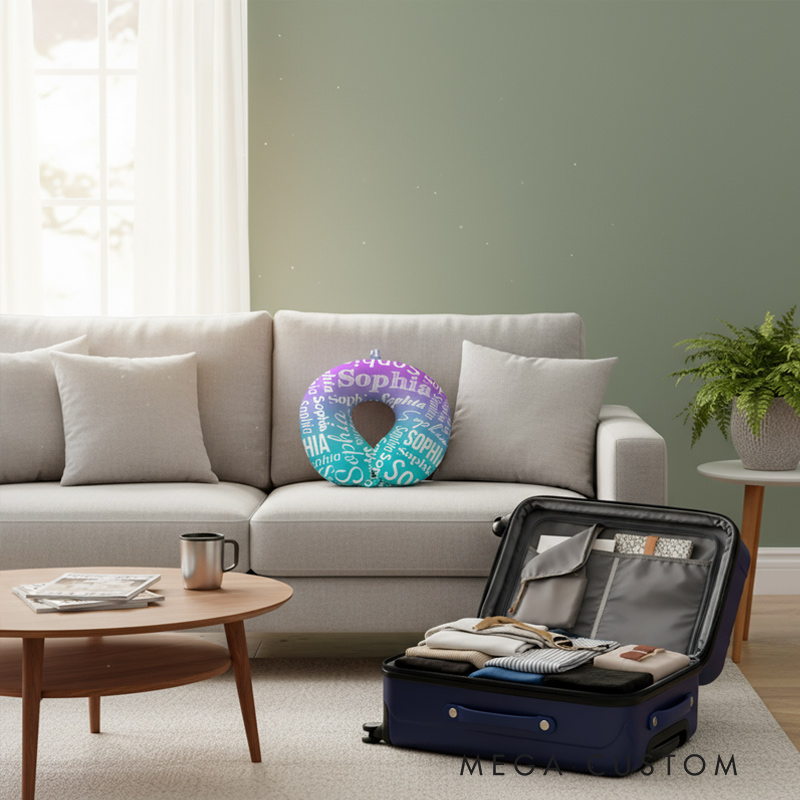 Personalized Neck Pillows Travel Accessories with Custom Name Perfect Gift for Travel Lovers