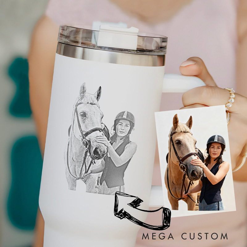 Personalized Horse Photo Tumbler Riding Horse Lovers Cup Unique Christmas Gifts for Girl Horse Rider Horse Riding Gift Riding Lovers