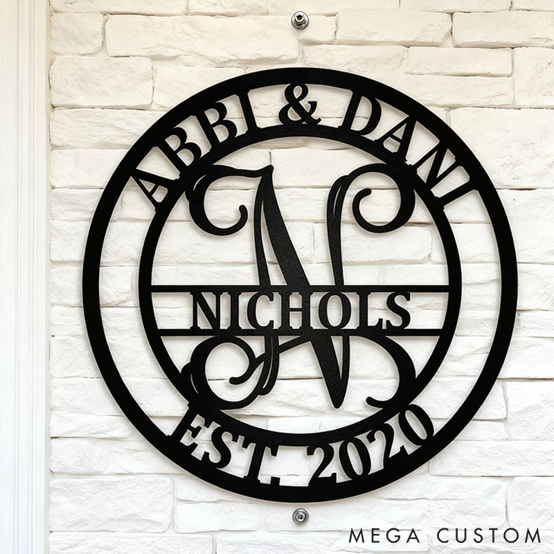 Personalized Couple Name Metal Monogram Sign or Ornament Custom Last Name Sign Couple Wedding Gift Newlyweds Holiday Gift Anniversary Gift