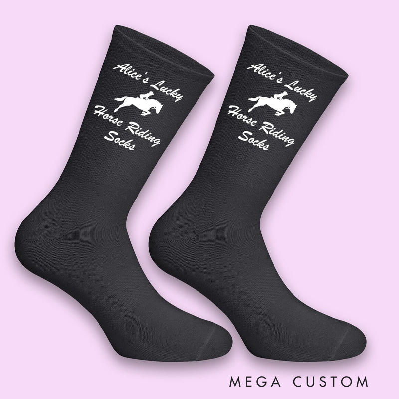 Personalized Lucky Horse Riding Socks Custom Gift for Friend or Sister Birthday Gifts for Her for Rider Equestrian Riding Lovers