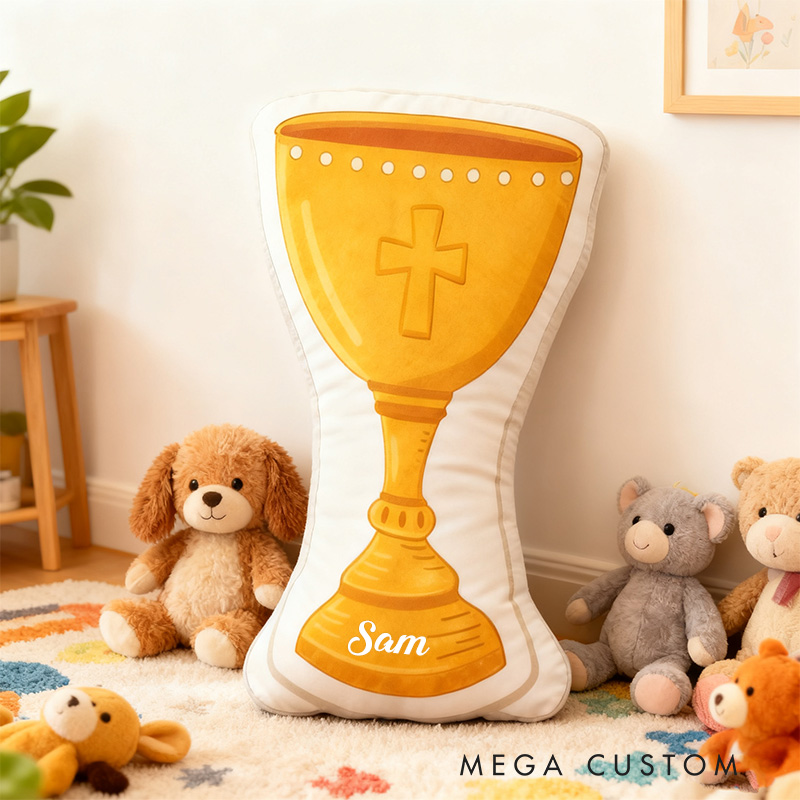 Personalized Chalice Pillow with Custom Name Home Decor Religious Pillow Catholic Gift Faith Gift Mass Pillow