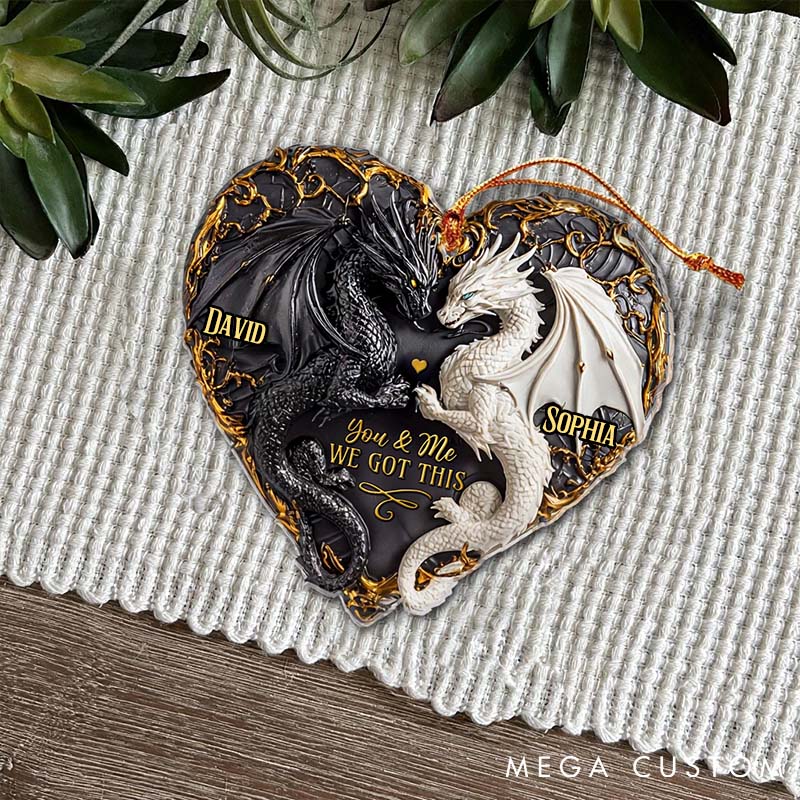 Personalized You and Me We Got This 2D Flat Acrylic Ornament Dragon Couple Halloween Ornament Couple Xmas Ornament Couple Keepsake Gift
