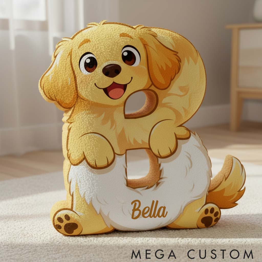 Personalized Dog Lover Golden Retriever Letter Pillow with Custom Name  Graphic 3D Print Pillow
