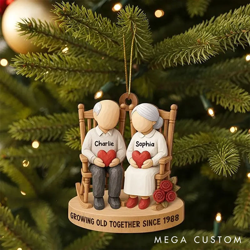Personalized Heart Couple Growing Old Together since Ornament Chrismas Tree Decoration with Names Chrismas Gift for Husband Wife