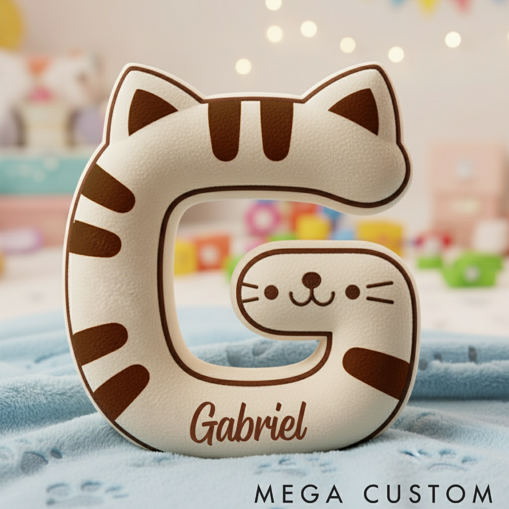 Personalized Cat Lover Letter Pillow Graphic 3D Print Pillow
