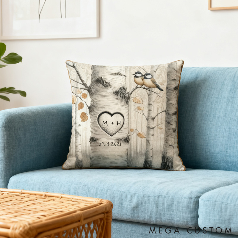 Personalized Couple Bird Pillow Couple Anniversary Lovebird Pillow Newlywed Gift Home Decor Pillow Couple Xmas Gift for Wife Girlfriend