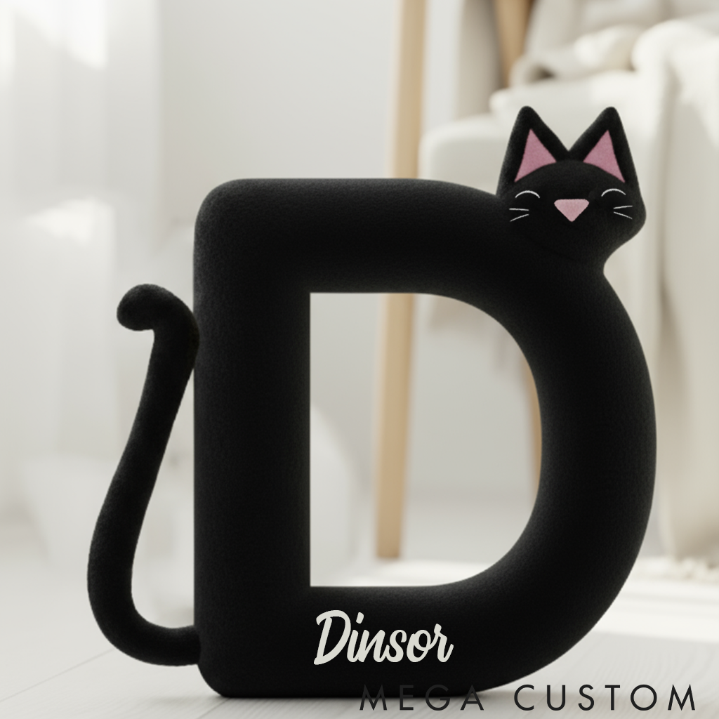 Personalized Cat Lover Cute Letter Pillow Graphic 3D Print Pillow