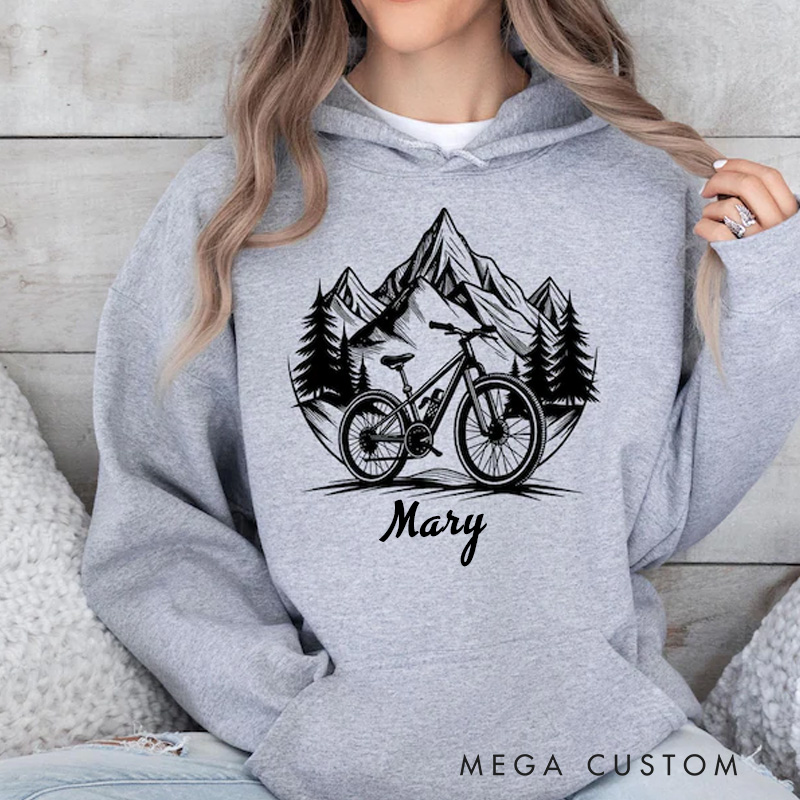 Personalized Mountain Bike Hoodie Bike Lover Gift Top Cycling Hoodie Bicycle Lovers Rider Riding Lovers