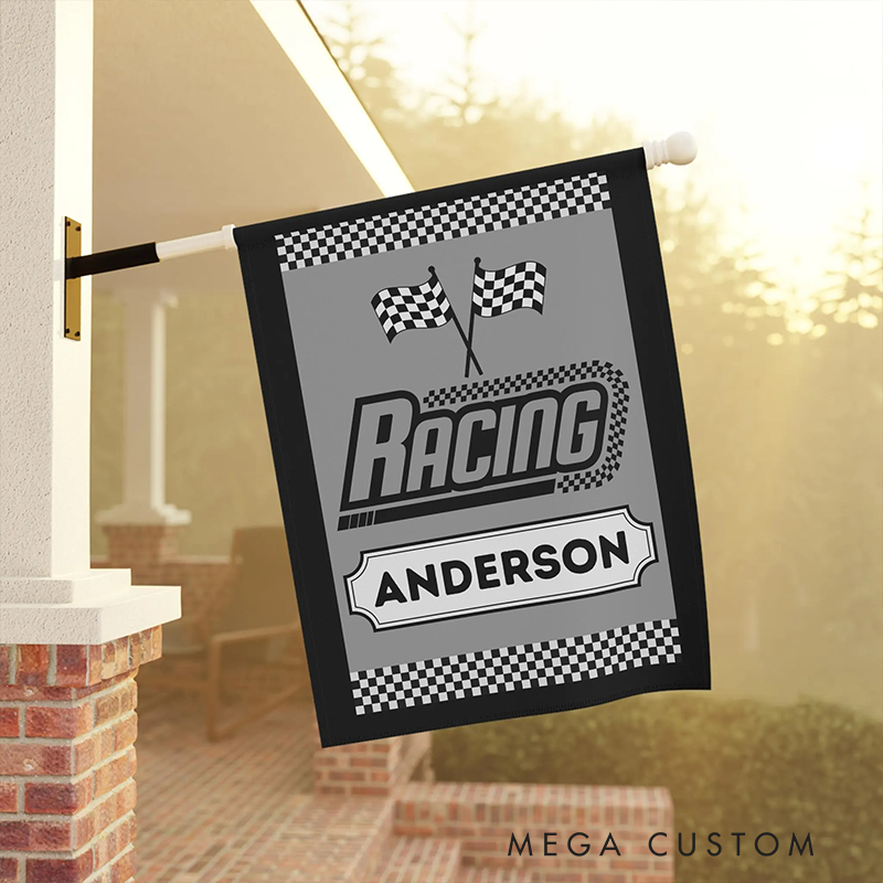 Personalized Racing Checkered Garden Flag Custom Name Flag Unique Decoration Flag for Racer and Racing Lovers