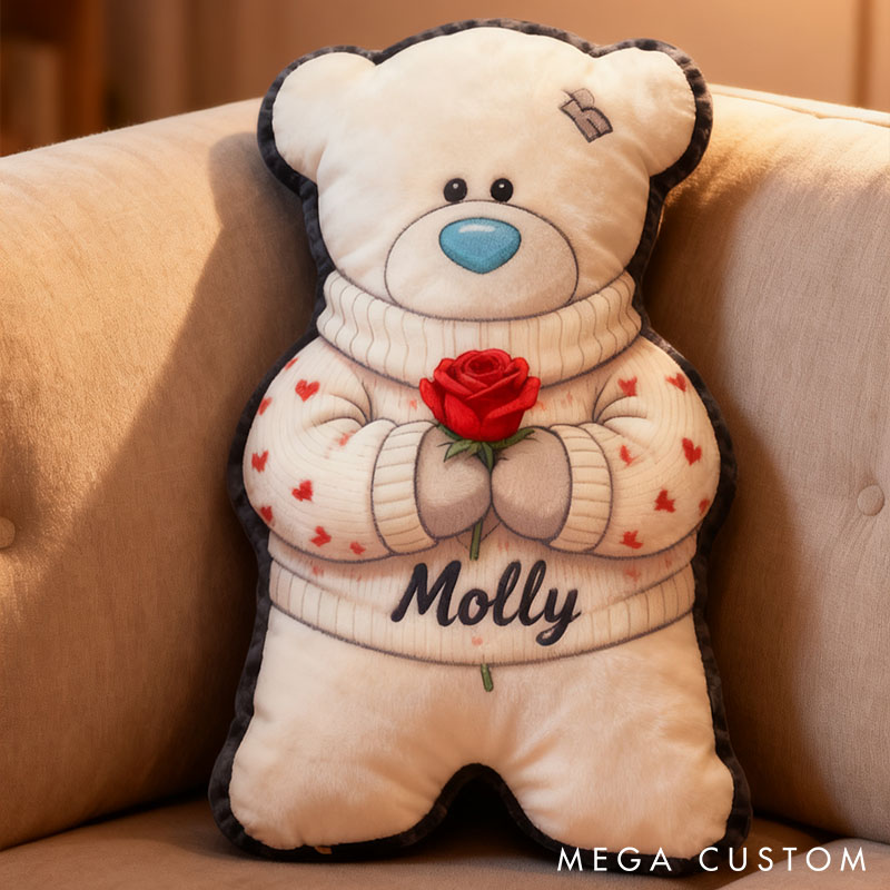 Personalized Teddy Bear Hug Pillow Girlfriend Gift Pillow Cute Bear Pillow for Girlfriend Christmas Gift Pillow