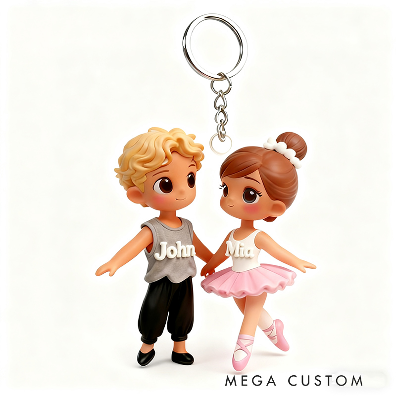 Personalized Ballet and Modern Dance Couple Acrylic Keychains with Your Name Hair Color and Skin Tone Unique Gift for Dancer on Valentine's Day Birthday Christmas Anniversary