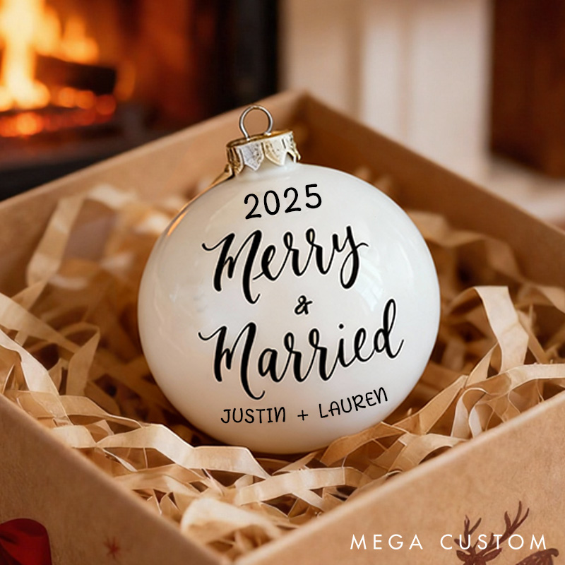 Personalized Merry and Married Ornament Custom Couple 1st Christmas Ornament Newlywed Christmas Gift Decor