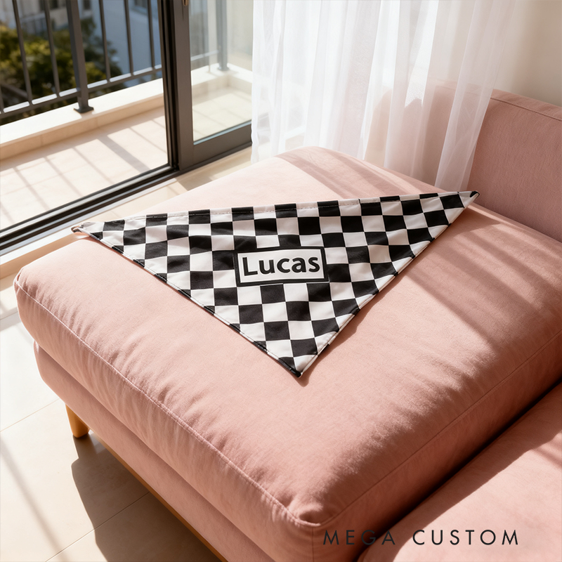 Personalized Checkered Bandana Custom Name Design Unique Gift for Racers and Racing Lovers
