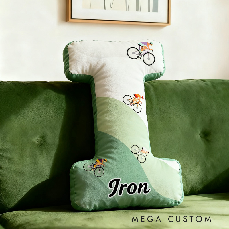Personalized Retro Road Cycling Letter Pillow Graphic 3D Print Funny Letter Pillow Name Pillow Comfortable Travel Cushion for Riders Riding Lovers