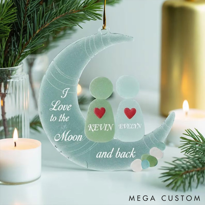 [Copy]Personalized Sea Glass-Style Couple Chrismas 2D Flag Couple Swing Design Ornament Chrismas Decoration with Names Chrismas Gift for Husband Wife